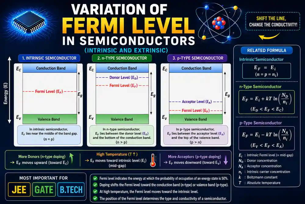 Variation of fermi level in semiconductors