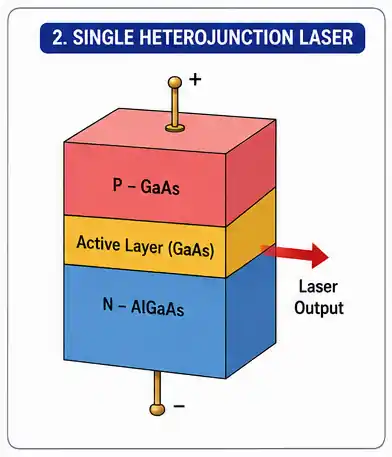 Single Heterojunction Laser