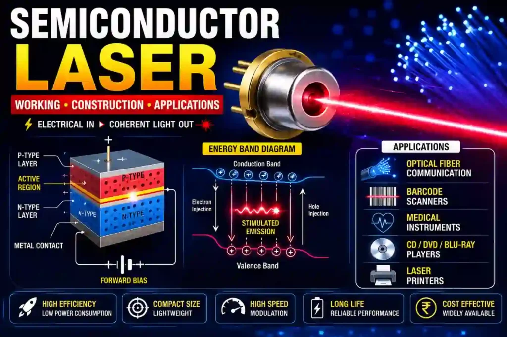 Semiconductor Laser construction and working